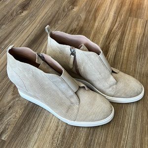 Tan Wedge Heel Sneakers